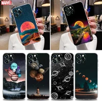 transparent phone case for apple iphone 13 12 11 mini pro max xs x xr 7 8 plus se cases cover night sky space planet moon stars