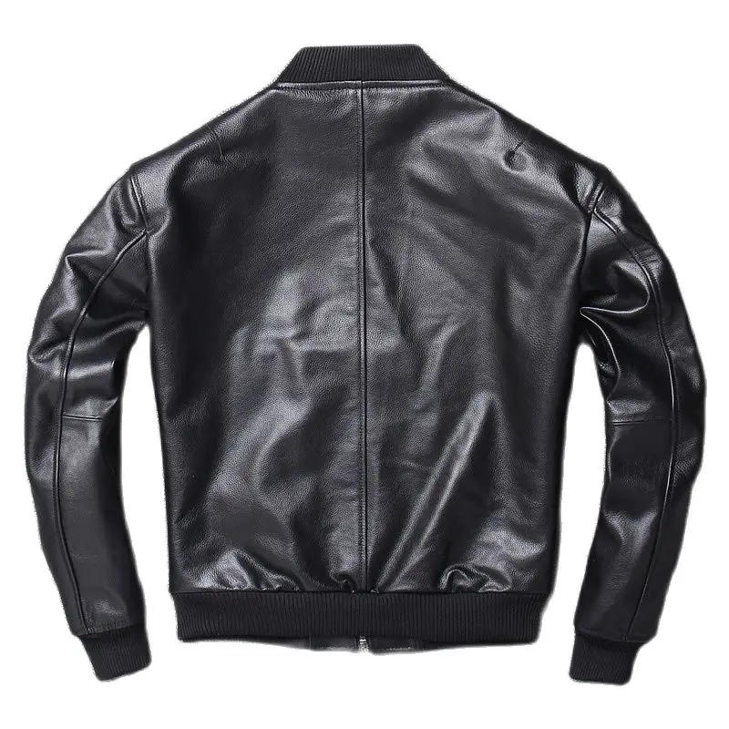 Модная качественная кожаная бейсбольная куртка, повседневная кожаная одежда, новинка, бесплатная доставка, оптовая продажа, мужская Тонкая куртка из натуральной кожи