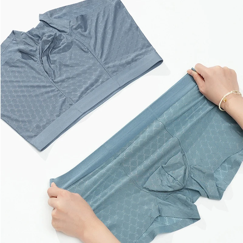 Soft Ice Silk Panties for Men Seamless Sexy Underwear Ultra-thin Breathable Male Underpants Boxershorts Boxer Hombre Men 3PCS