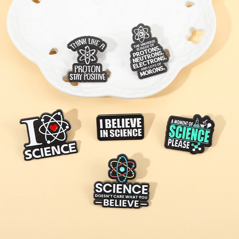 

I Believe In Science Brooches Cartoon Funny Quotes Lapel Enamel Pin Creative Backpack Clothes Badges Jewelry Gift Wholesale