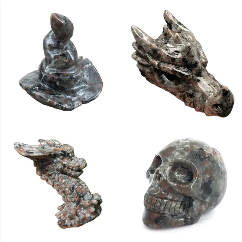 

Natural Yooperlite Crystal Quartz Flame Stone Various Shapes Hand-Carved Crafts Ornaments Reiki Minerals Room Decoration Gifts