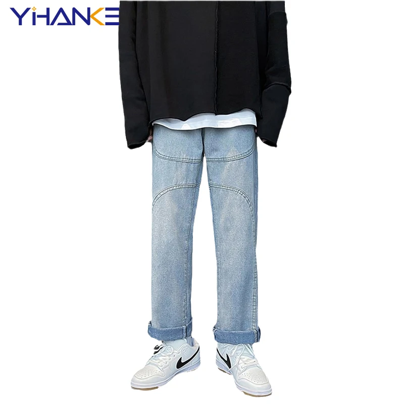 Spring and Autumn New Fashion Men's Jeans Trend Loose Wide-leg Straight-leg Jeans Casual Trousers Street Men Y2k Jeans Men Baggy