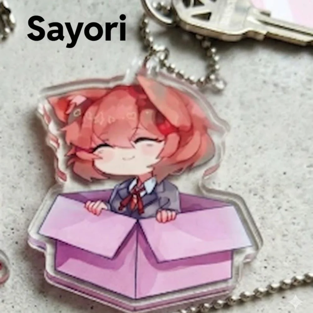 Фото Для игровых аксессуаров DDLC: Натсуки, Юри, Сайори, Моника. Акриловый брелок-подвеска, украшение, мультяшный милый аксессуар для рюкзака, подарок. №3