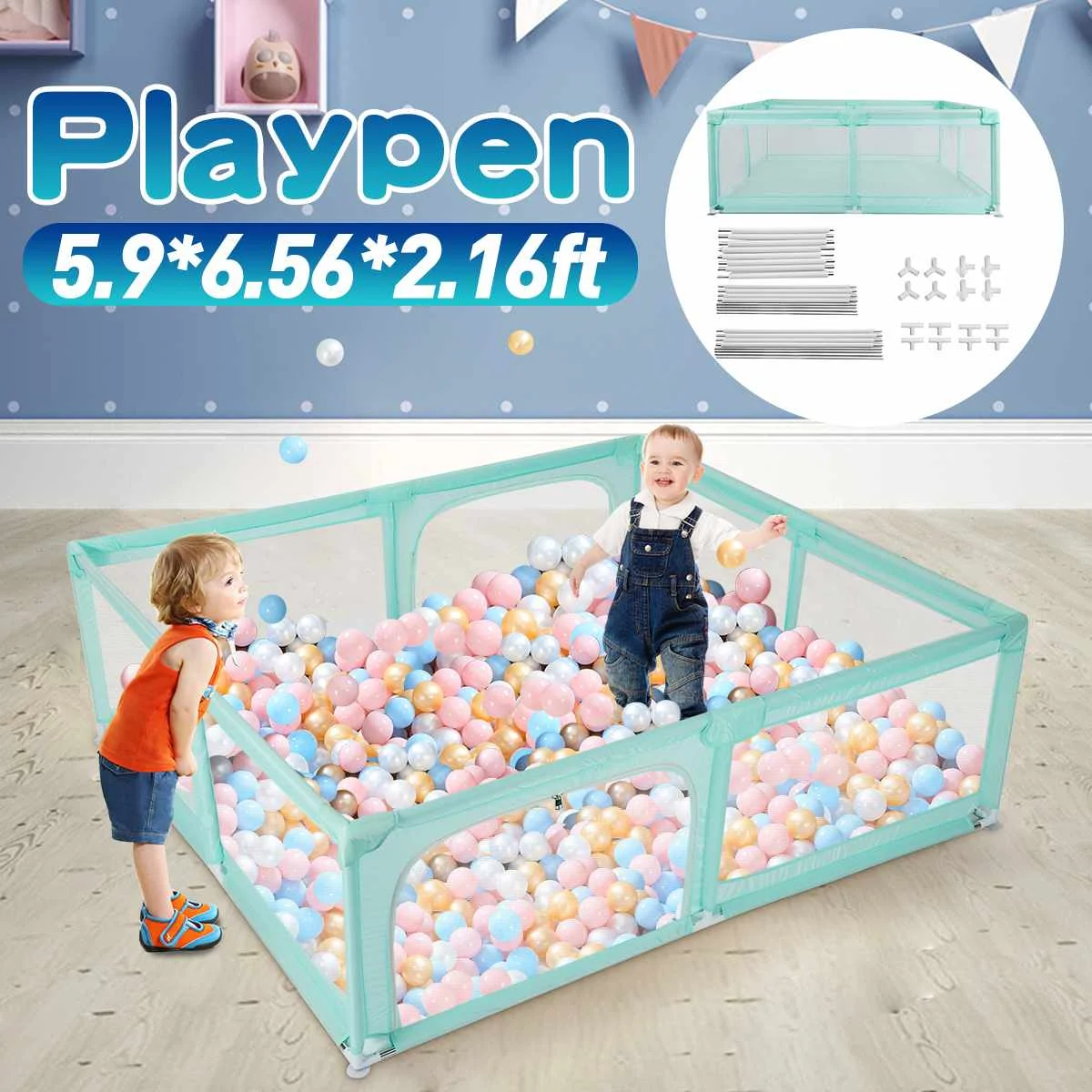 Kids Furniture Baby Playpen for Children Baby Playground Large Dry Pool Safety Indoor Barriers Fence Home Playground Park US