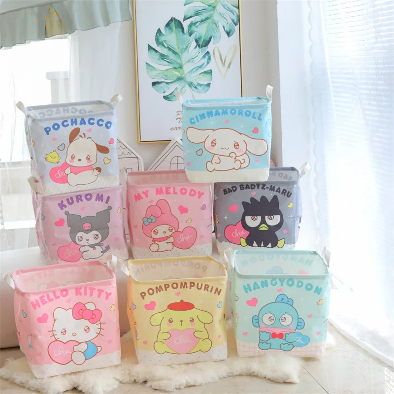 

Sanrioed Kawaii Anime Melody Kuromi Sundries Storage Basket Kt Cat Pachacoo Cinnamoroll Laundry Basket Toy Snack Organizer Gift