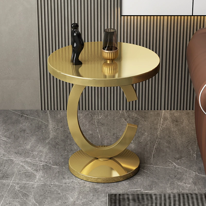 

Luxury Coffee Table Bedside Art Design Stainless Mobile Nordic Modern Simple Coffee Cabinet Round Multifunction Mesa Furniture