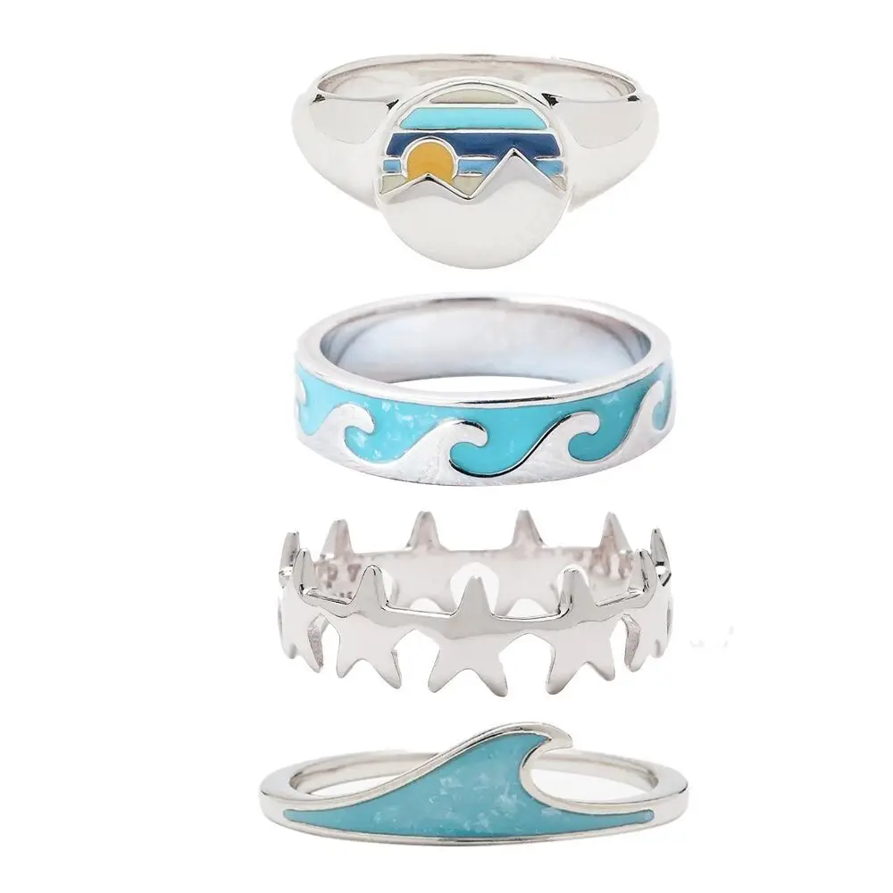 

Lost Lady Reversible Enamel Wave Twin Peaks Sigent Wave Stacking Ring Ladies Fashion Set Ring Jewelry Wholesale Direct Sales