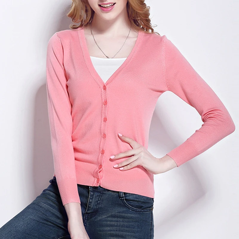 

Casual Korean Simple Tops Spring and Autumn Long Sleeve V-neck Cardigans Solid Knitted Clothes Women Casual 6XL Sweaters 28480