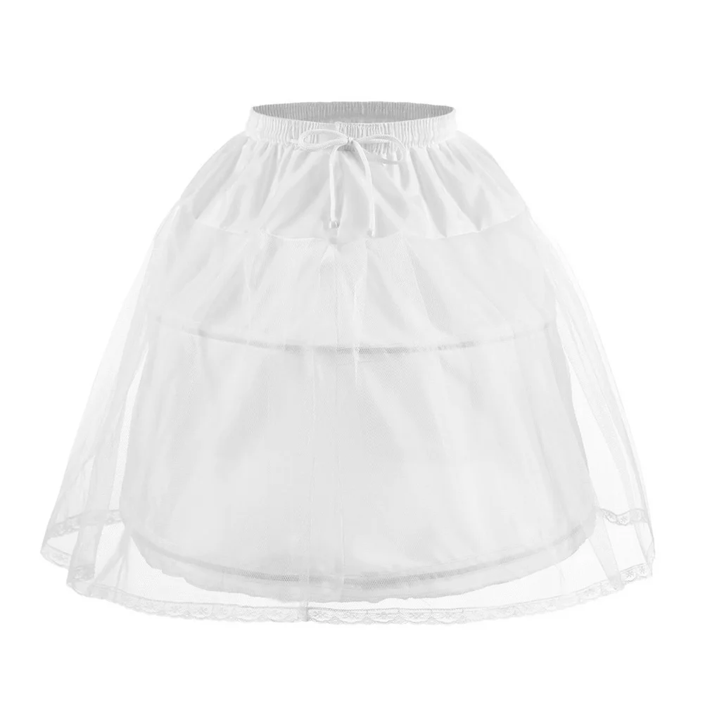 

1pc Kids Lolita Dress Underskirt Steel Rim Skirt Layered Bubble Skirt (White)