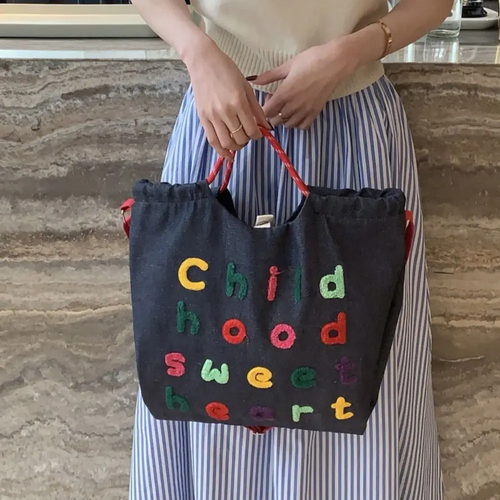 Повседневная сумка из джинсовой ткани с вышивкой букв нейлоновая женская