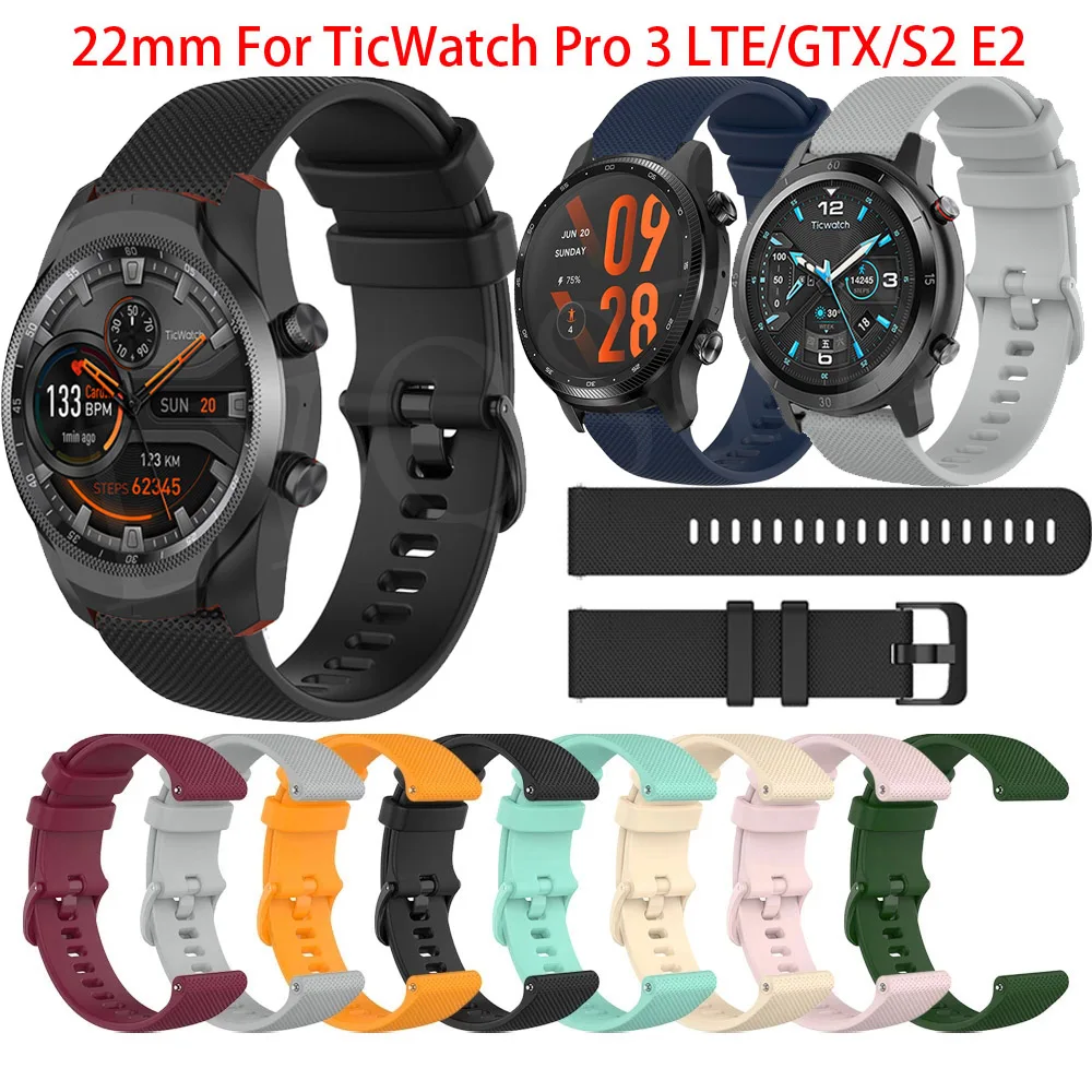 

Silicone Band Strap For Ticwatch Pro 3 GPS / GTX / E2 / S2 / LTE Bracelet WirstStrap Band For Ticwatch Pro / Ticwatch E 2 Belt