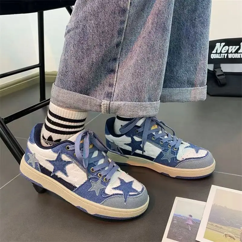 Star board shoes women's shoes versatile casual denim sneakers flat shoes