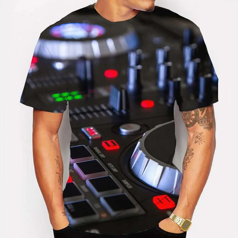 

Смешные футболки с 3D принтом для Dj, мужская одежда с коротким рукавом и круглым вырезом в стиле Харадзюку