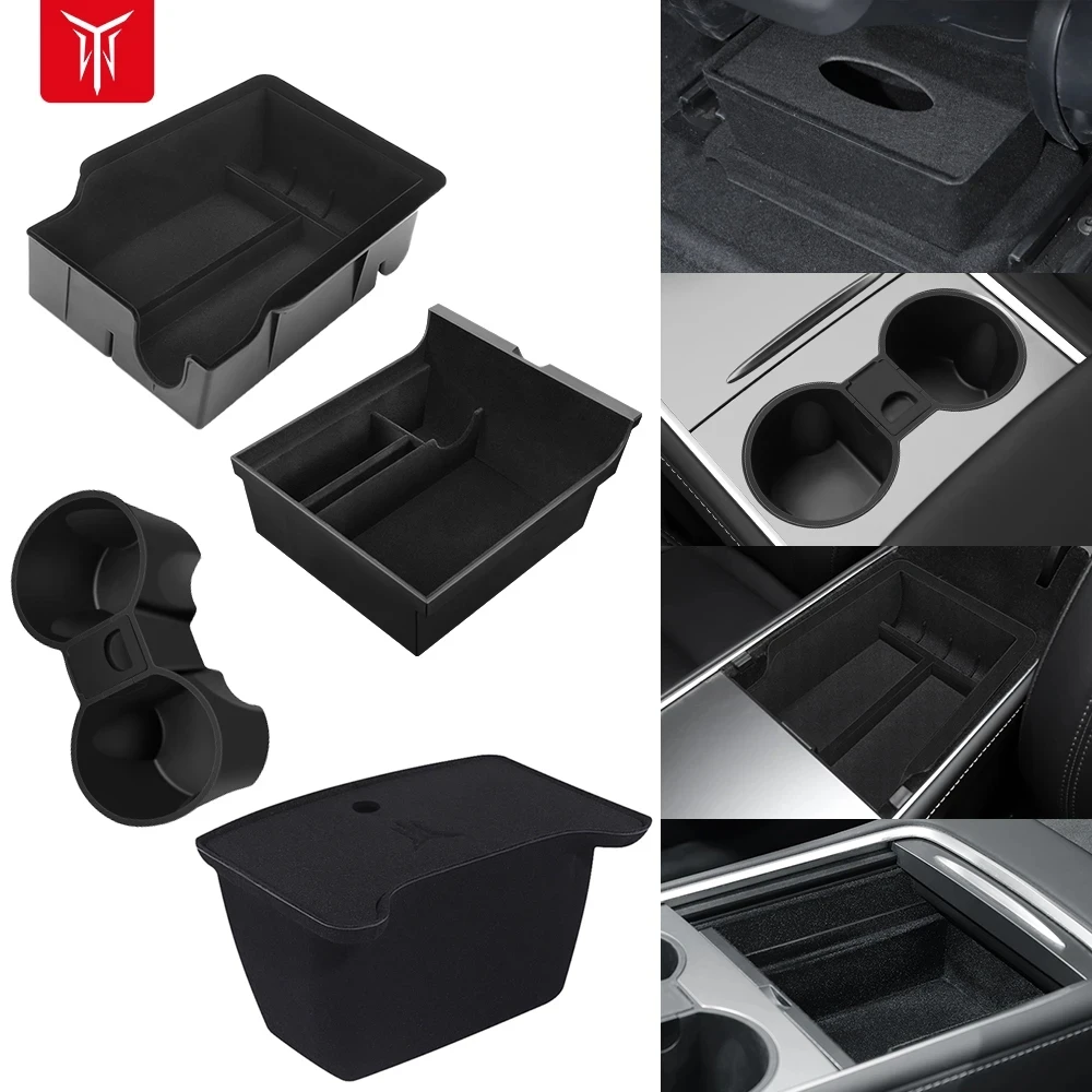 

Автомобильный ящик для хранения Tesla Model 3 2021, модель Y 2022, центральный подлокотник, скрытый ящик, подстаканник, консоль, органайзер, автомобильная коробка, аксессуары