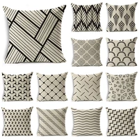 wzh black white simple style cushion cover 45x45cm linen decorative pillow cover sofa bed pillow case