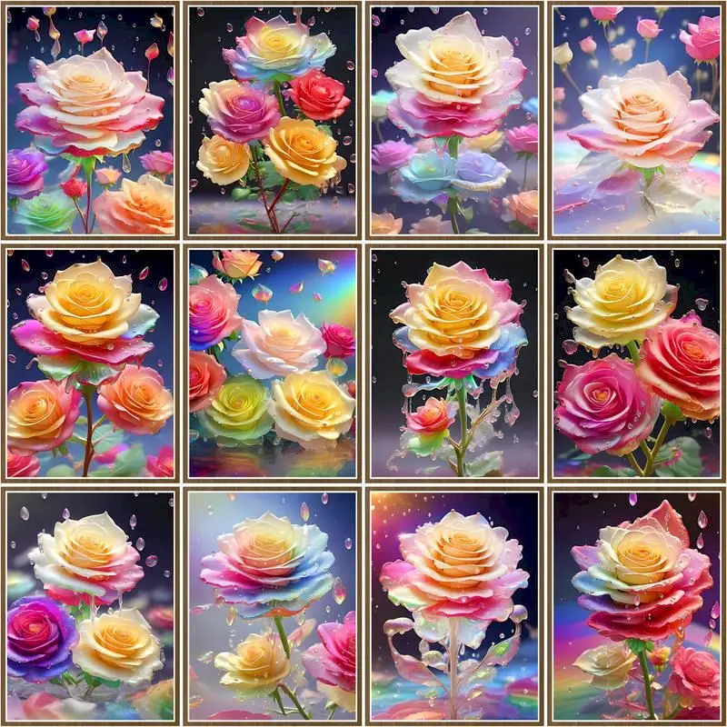 CHENISTORY современная картина по номерам для взрослых красочная Роза на холсте