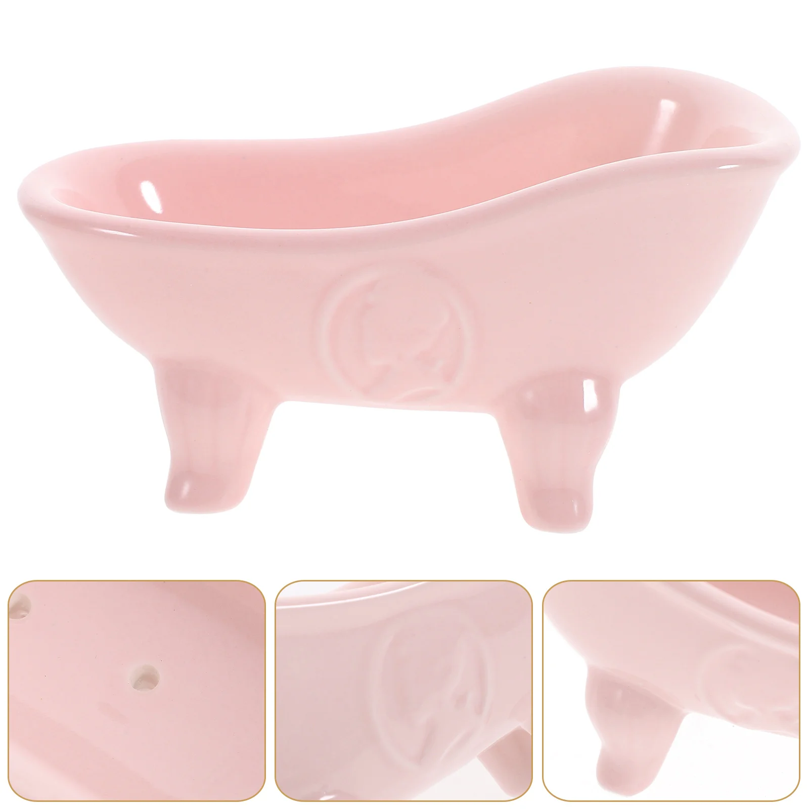 

Mini Bathtub Soap Holder Dish With Drainage Hole Bathroom Tray Shower Holders Container Ceramic