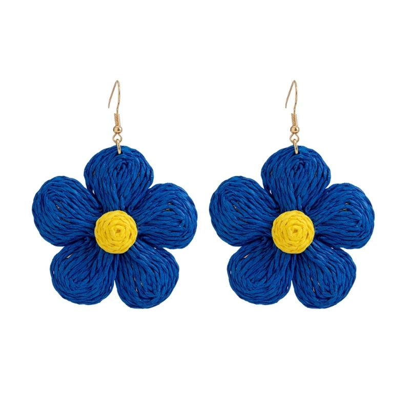 Плетеные серьги из ротанга в богемном стиле