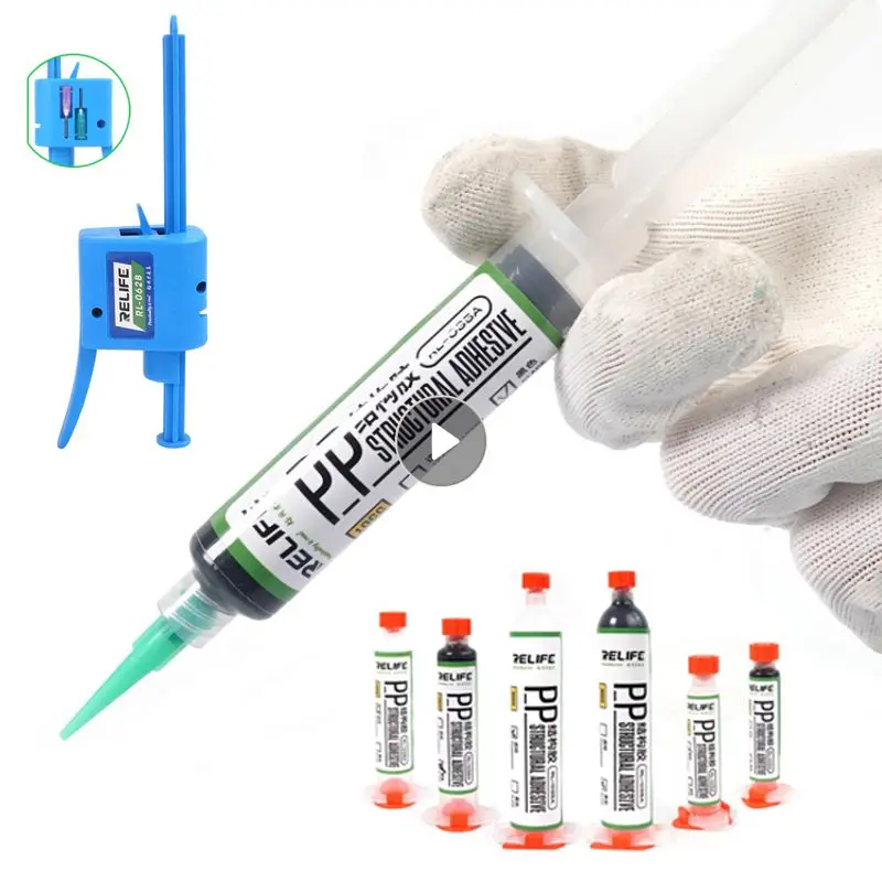 

PP Structural Adhesive Handle For Phone Frame Rear Cover Bracket Bonding Black Transparent Glue With Dispenser RL-062A/B RL-035A