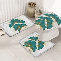ginkgo biloba marble texture bath mat set bathroom carpet anti slip bath mat doormats decor toilet seat cover rug