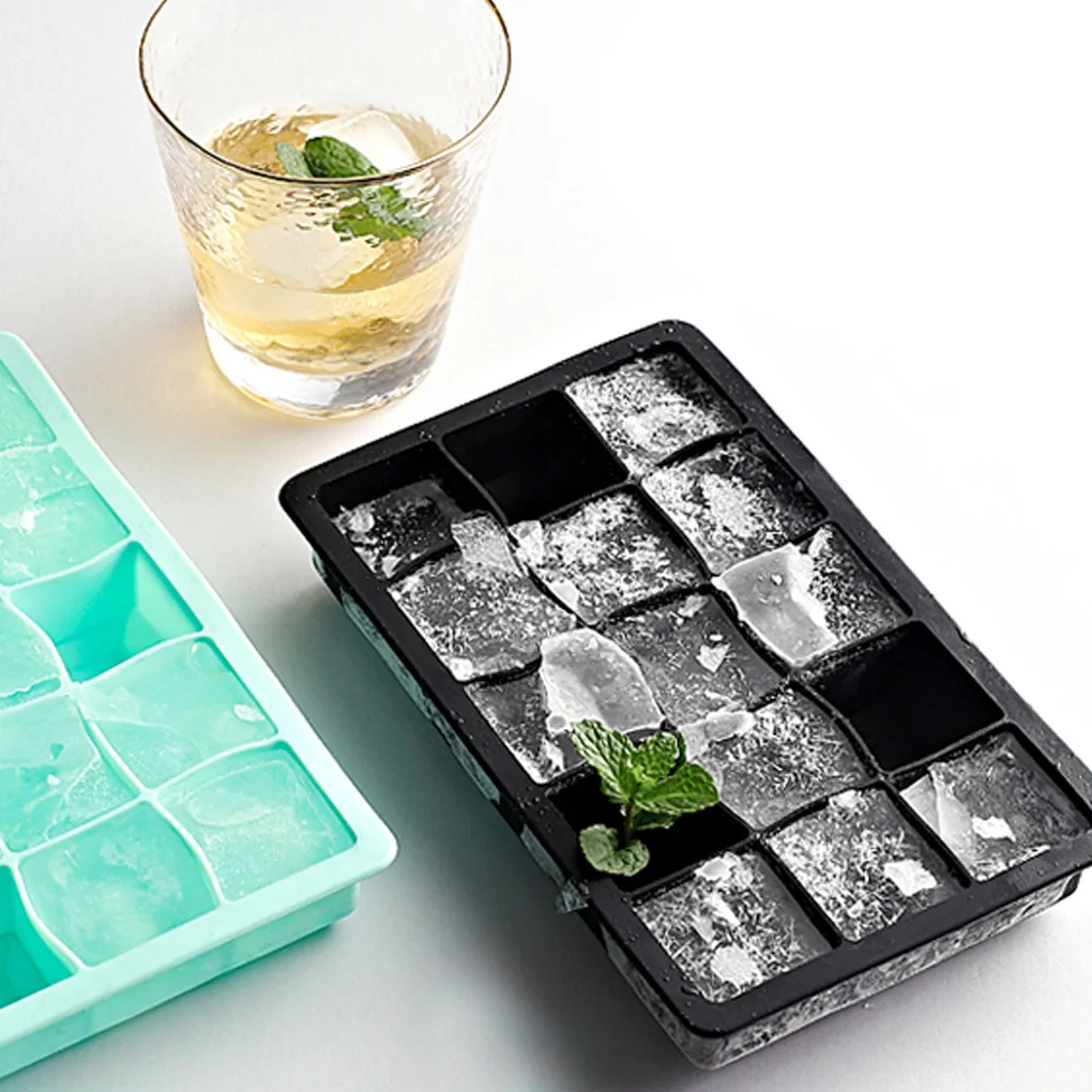 

15-grid Black Grade Silicone Cube Silicone Ice Cube Square Tray Mold Mould Non-toxic Durable Bar Pub Wine Ice Blocks Maker