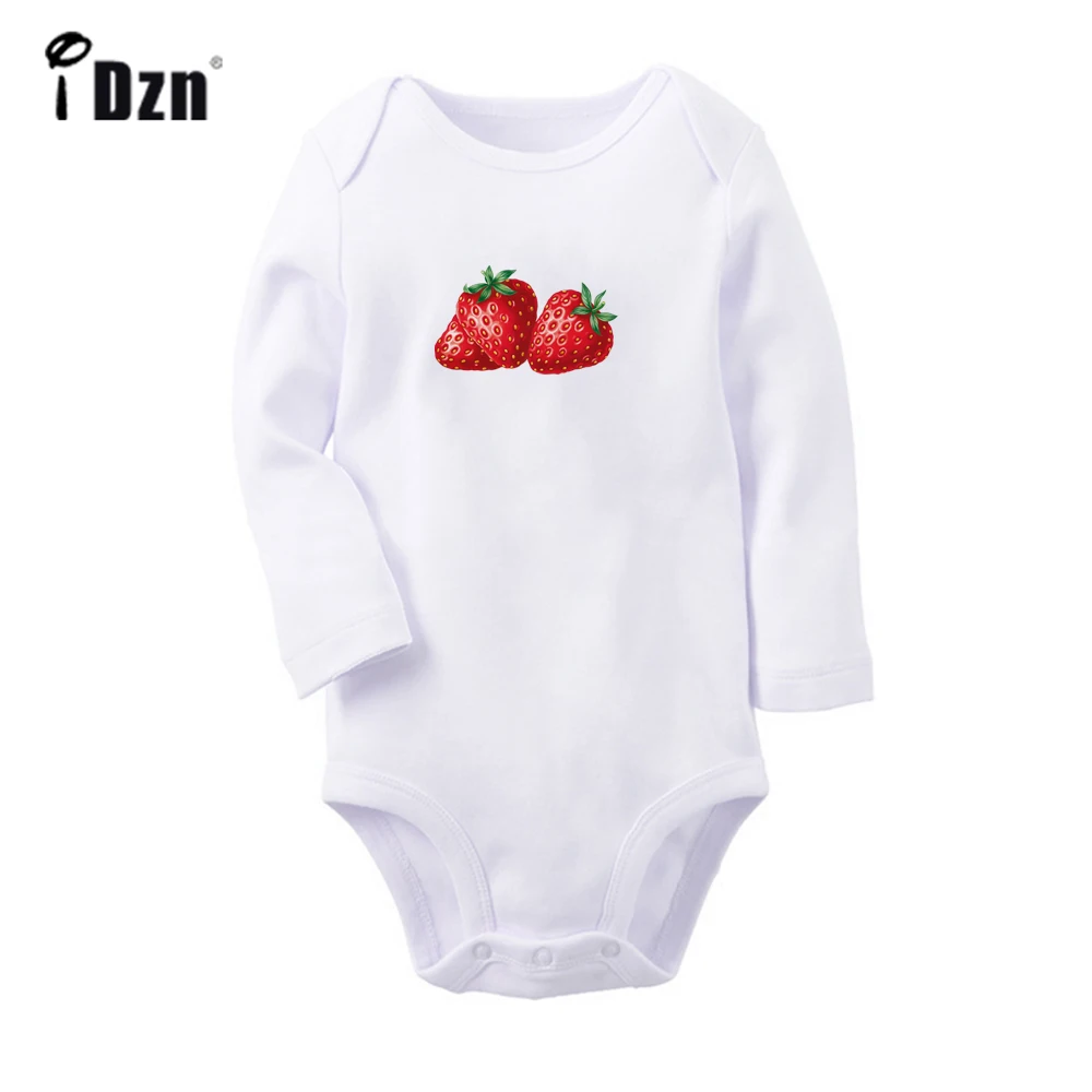 

Комбинезон iDzn детский с длинным рукавом, милое боди с изображением клубники и вкусных фруктов, для мальчиков и девочек