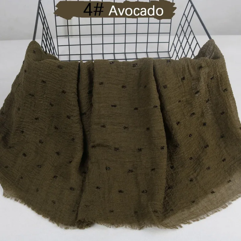 Сплошной цвет легкий дышащий хлопковый и льняной шарф плиссированная шаровая