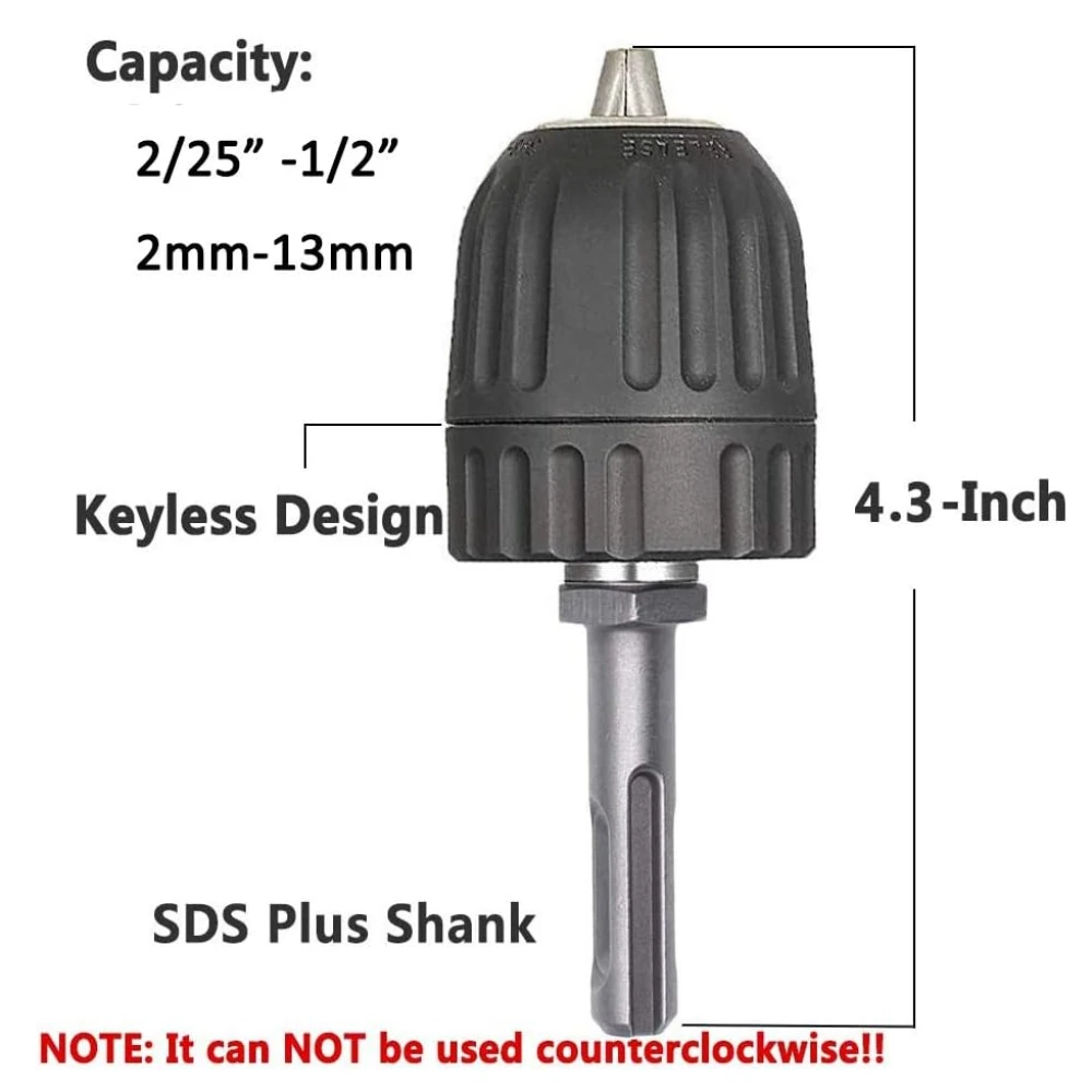 Бесключевой сверлильный патрон 2-13 мм с адаптером хвостовика SDS Plus быстросменный