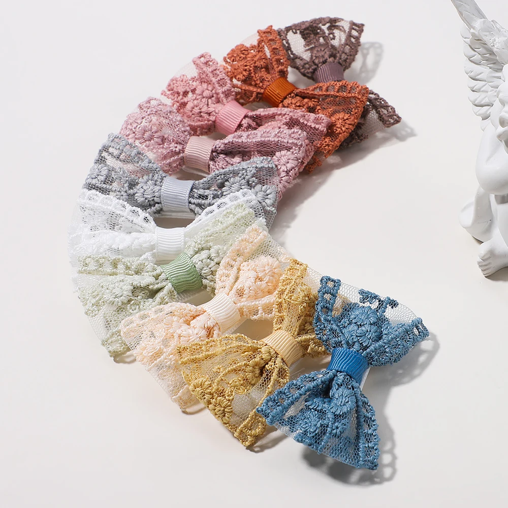 

2pcs/set Lace Embroidery Bow Hair Clip Solid Hair Pin Retro Elegant Headband with Clips Girls Kid Princess Hair Accessories Gift