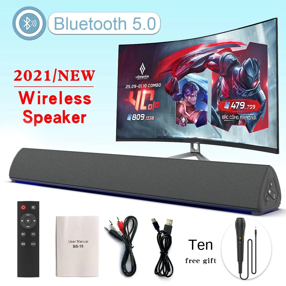 

Wireless bluetooth speaker TV computer mobile phone microphone K-song atmosphere light home theater soundbar altavoces