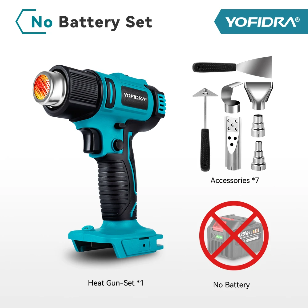 

Беспроводной тепловой пистолет Yofidra 2500 Вт 6 скоростей