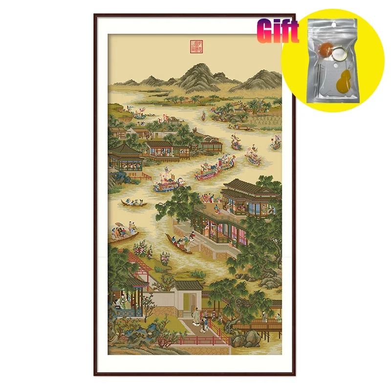 Весенний набор для вышивки крестом с предварительной печатью император династии