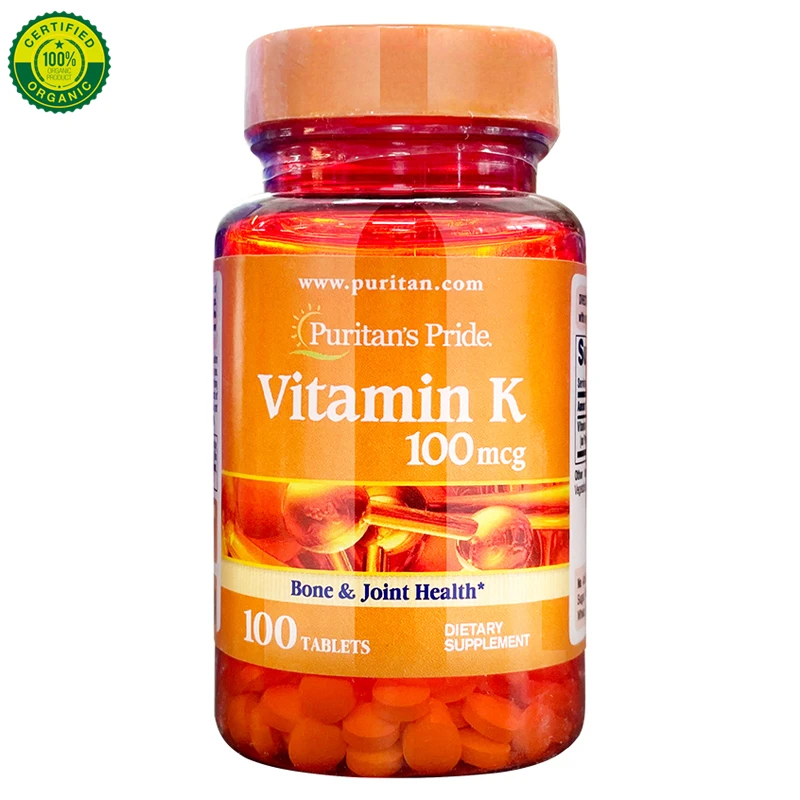 

US Puritan's Pride Vitamin K K1 K2 VK Promotes Blood Coagulation Osteoporosis 100mcg 100 Tablets