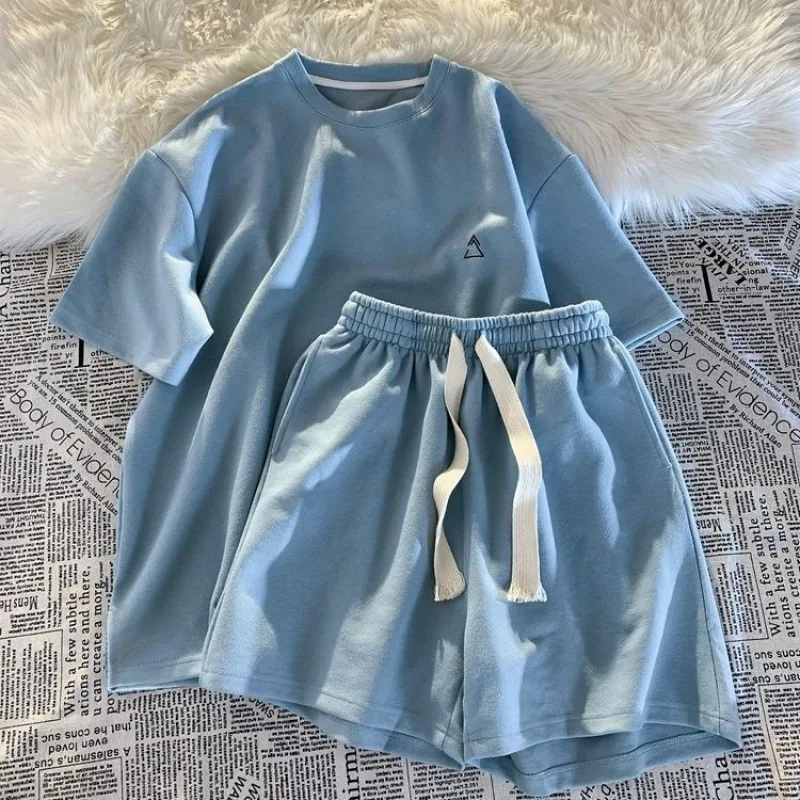 

Casual Short-sleeved Clothes All-match Women's Home Style Sports Shorts Korean New Pajamas Loose Two-piece Trendy