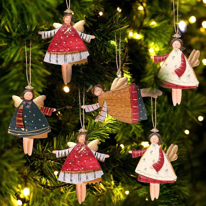 

Angel New Year Metal Christmas Ornaments Pendants Hanging Gifts Xmas Tree Decor Home Decoration