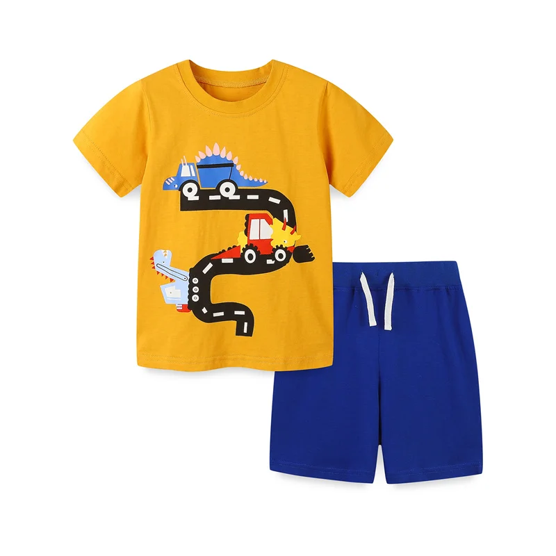 

Jumping Meters New Arrival Summer Boys Clothing Sets Short Sleeve Outfits Toddler Kids Costume Cotton Baby Suits