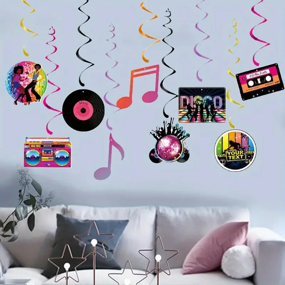 9 Шт. Украшения Для Дискотек Спиральные Виниловые Пластинки Подвески В Стиле