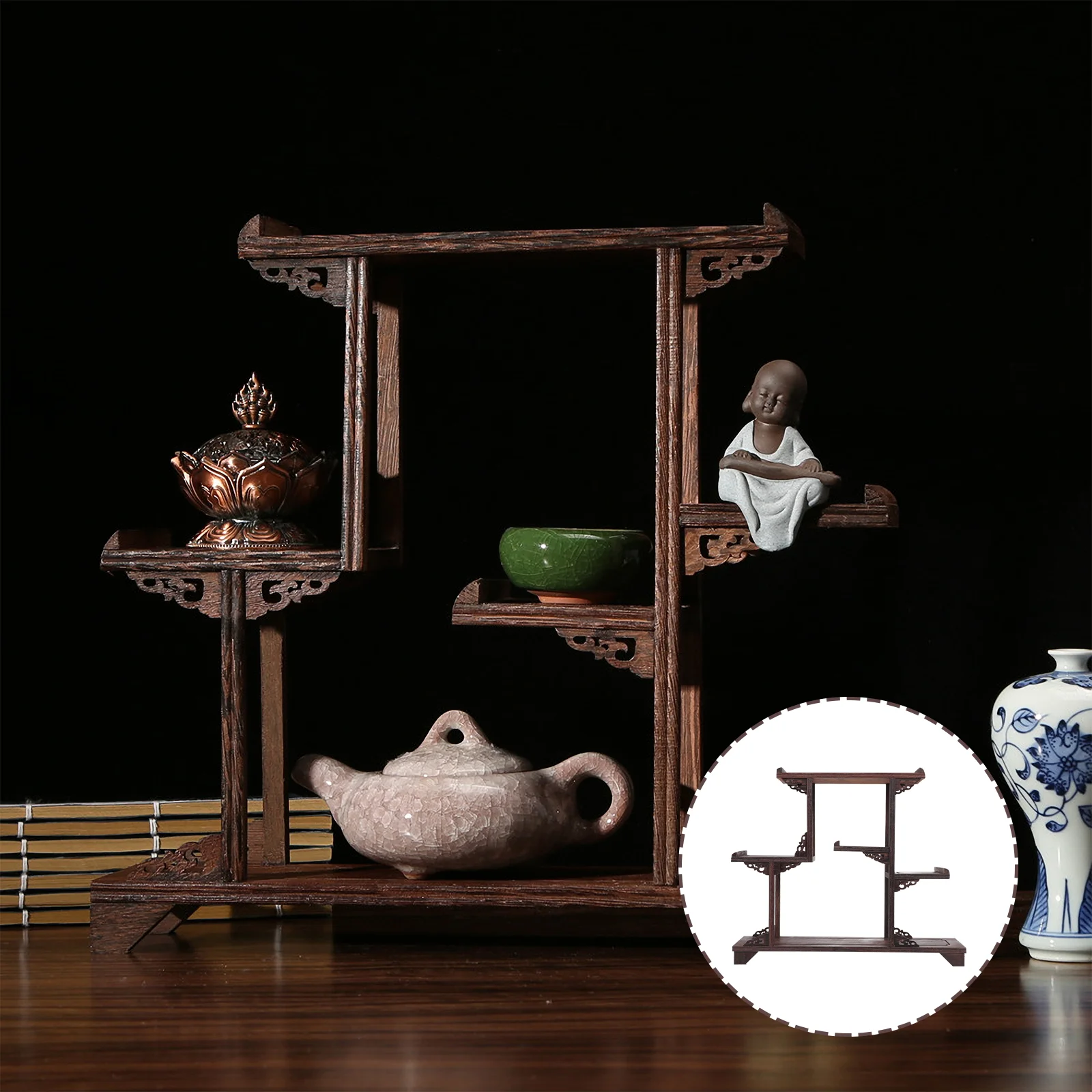 

Display Stand Decorative Wooden Shelf Creative Rack Vintage Home Delicate Adornment Retro Desk Office Gift Housewarming Crafts