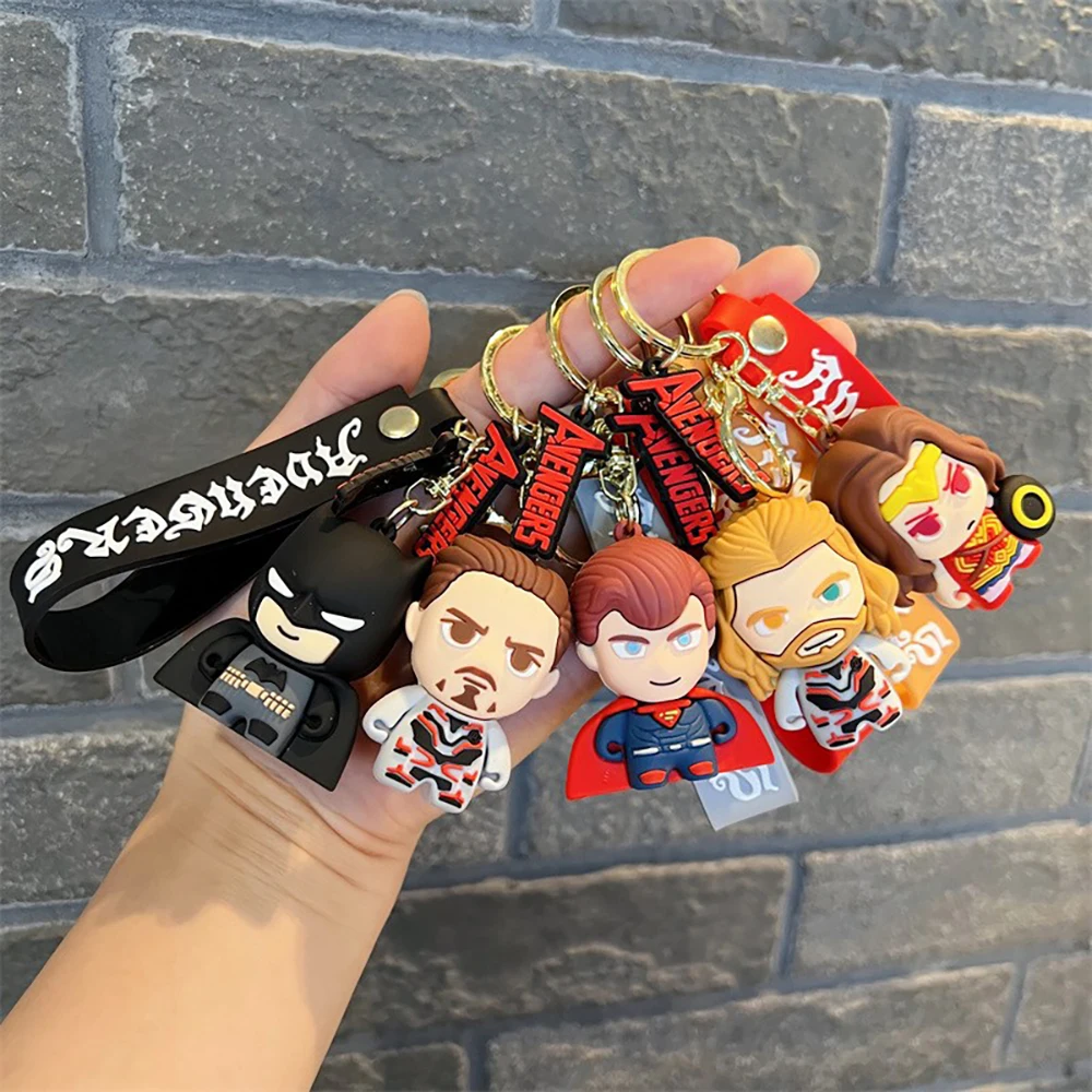 

Anime Marvel Cute Cartoon Doll Pendant Action Figures Spider Man Iron Man Keychain Backpacks Car Keyring Ornament Birthday Gifts