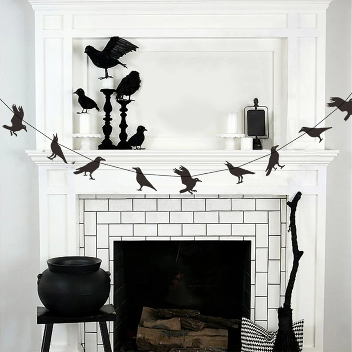 

Banner Garland Crow Paper Decor Crows Decorations Hanging Black Unique Bird Party Decoration Creative Banners Haunted House Bat