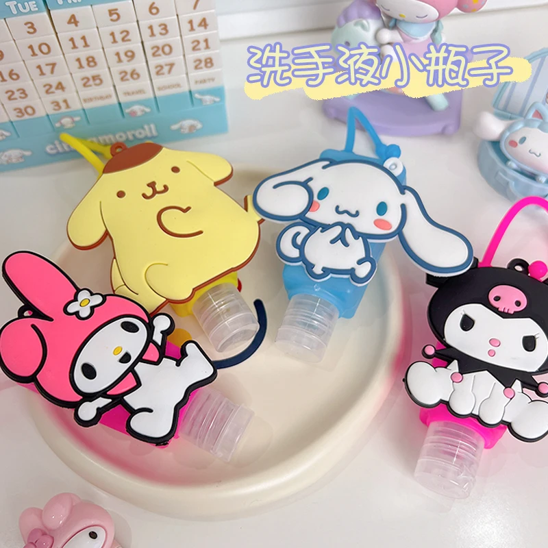 

Creative Sanrio Kuromi Hand Sanitizer Sub-Bottle Cinnamoroll Dog My Melody Empty Bottle Go Out Portable Can Hang Silicone Sleeve