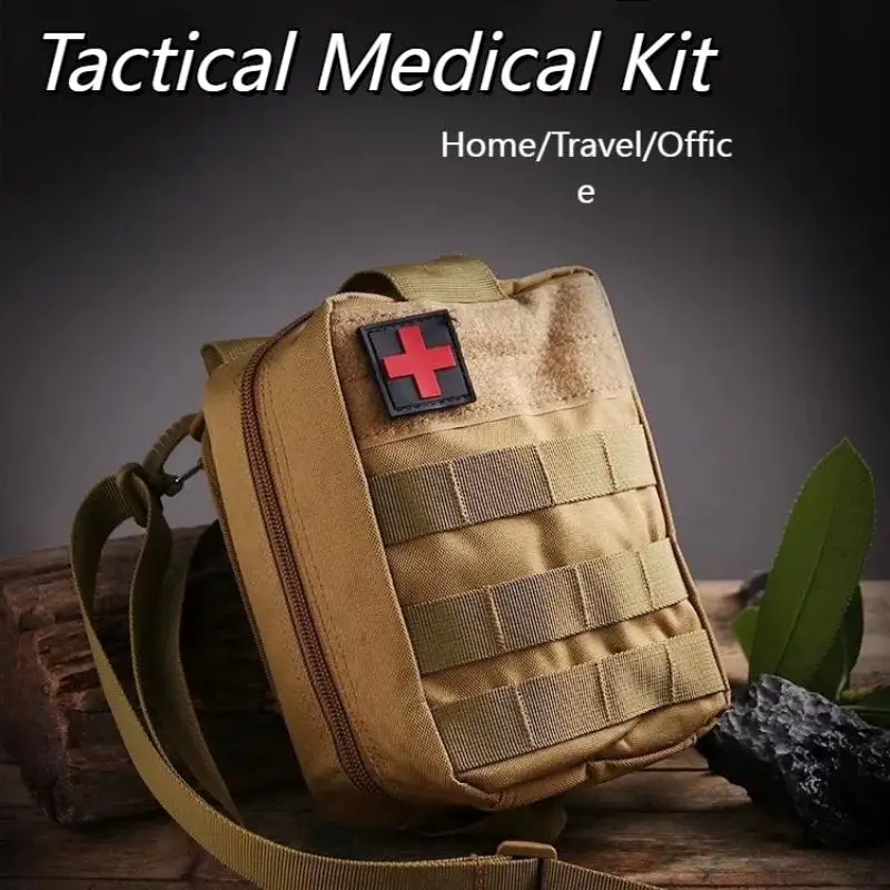 Фото Тактический медицинский комплект — рифленый дизайн, Cordura 800D, органайзер с несколькими карманами для пеших прогулок, езды на велосипеде, охоты и экстренных случаев №1