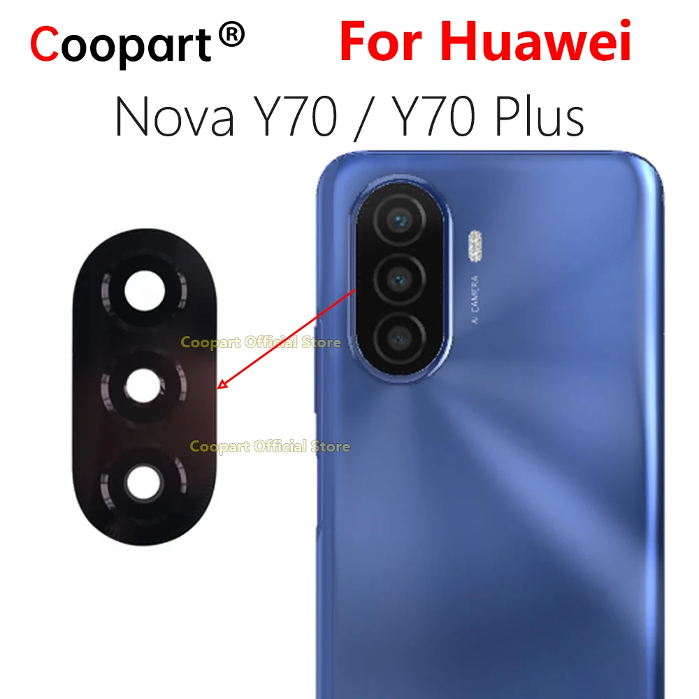 Новый стеклянный объектив задней камеры для Huawei Nova Y70 Y70 Plus, сменная крышка задней камеры с клейкой наклейкой