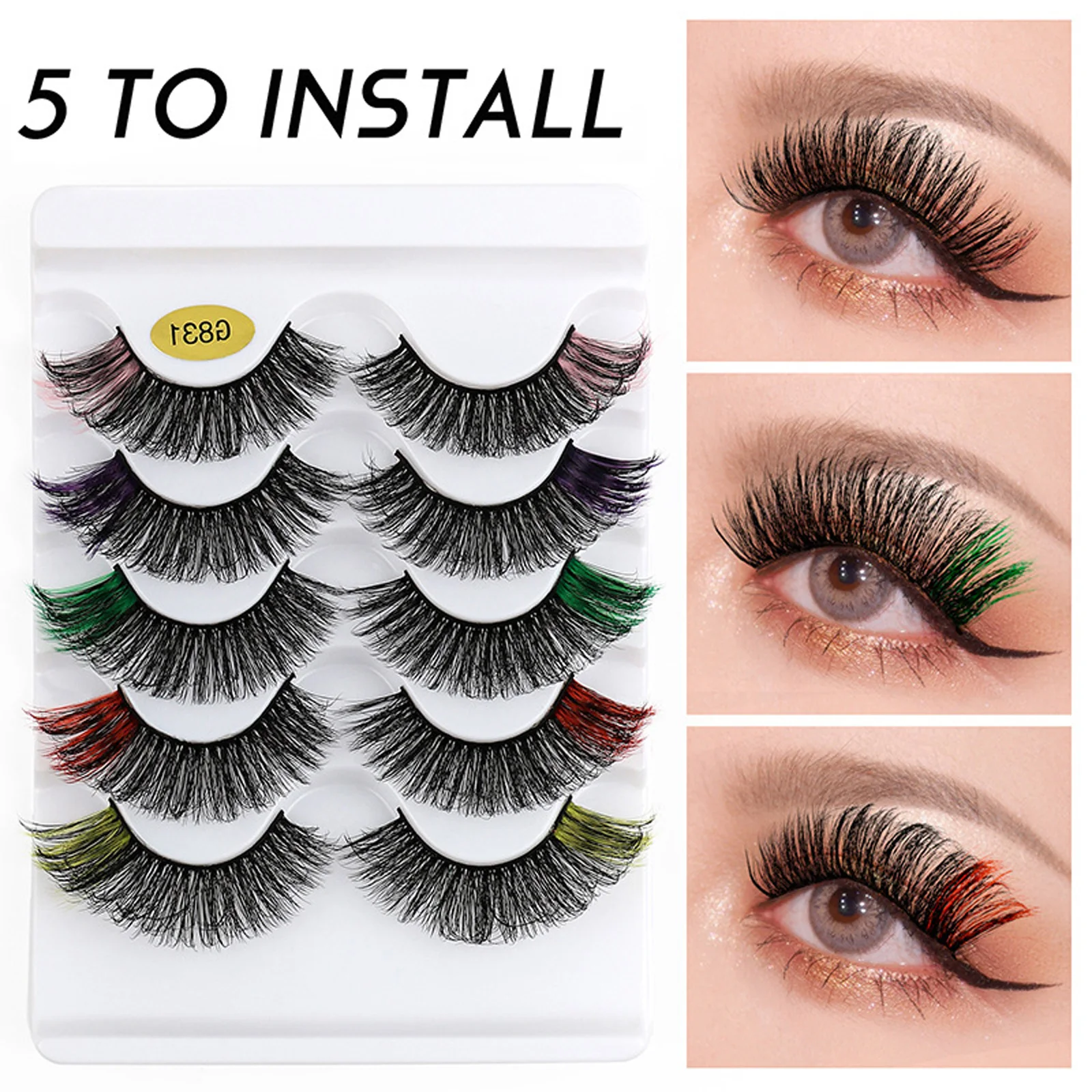 

5 Pairs Colored Eyelash 3D Mink 8-25mm Color Lashes Natural Fluffy False Lashes Bulk Colorful Fake Eyelashes For Dramatic Makeup