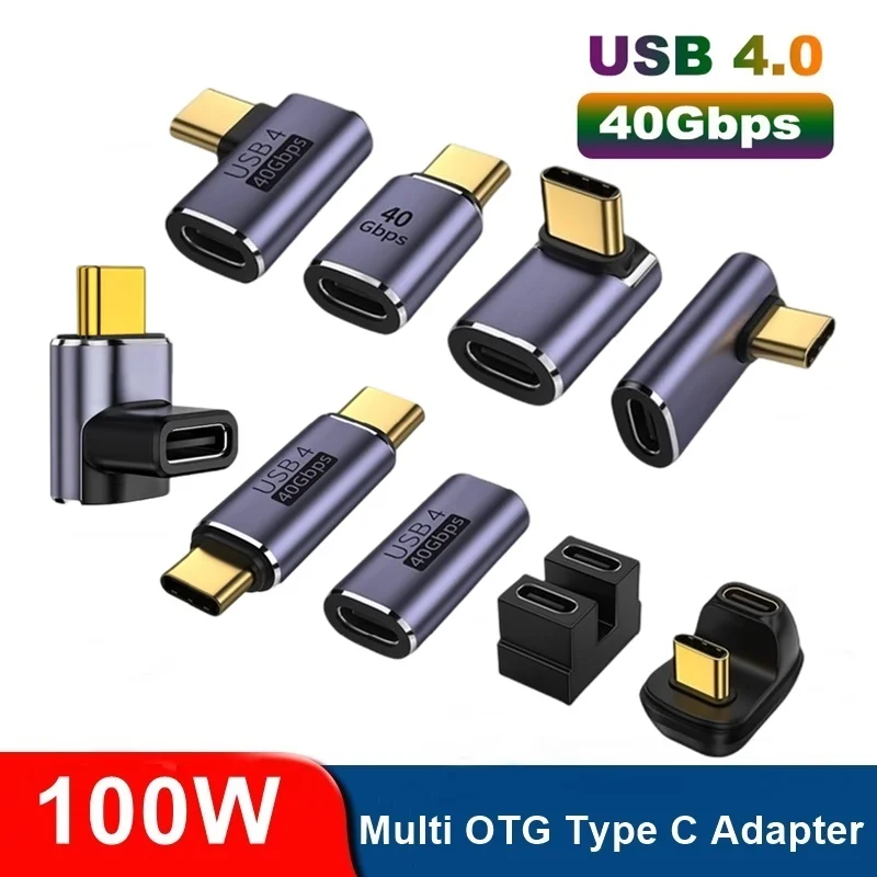 

100W Metal USB 4.0 Type C Adapter OTG 40Gbps Fast Data Transfer Tablet USB-C Charging Converter For Phone Macbook Air Pro Laptop
