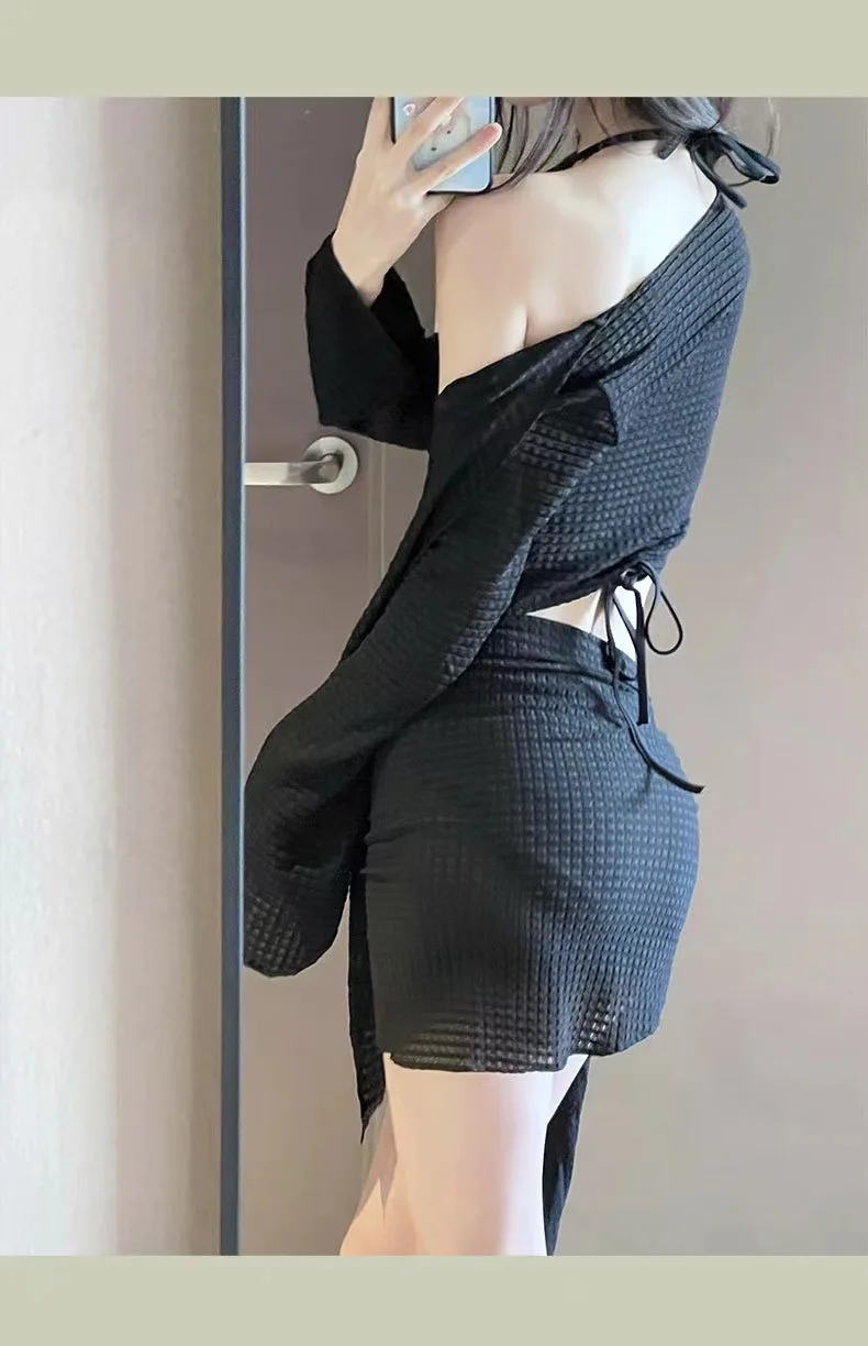 Женское бикини новый сексуальный консервативный комплект из четырех предметов с