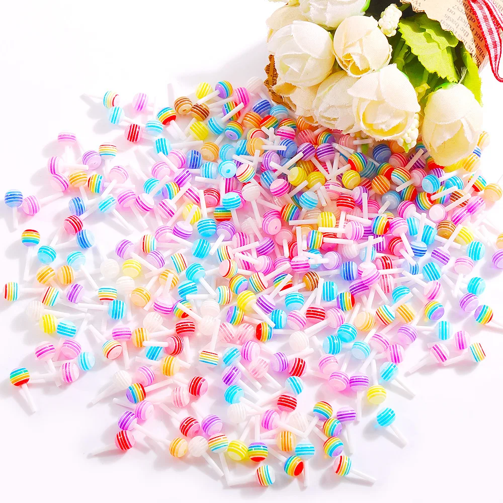 

40Pcs Mini Color Lollipop Flat Back Resin Scrapbook DIY Jewelry Craft Decoration Accessories Home Decor Candy Craft Ornaments