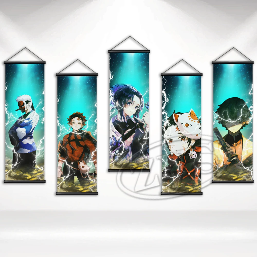 

Плакат на стену с аниме-принтом, Свиток, рассекающий демонов, Картина на холсте камадо, танджиро, шенобу, подвесная картина для офиса и домашнего декора
