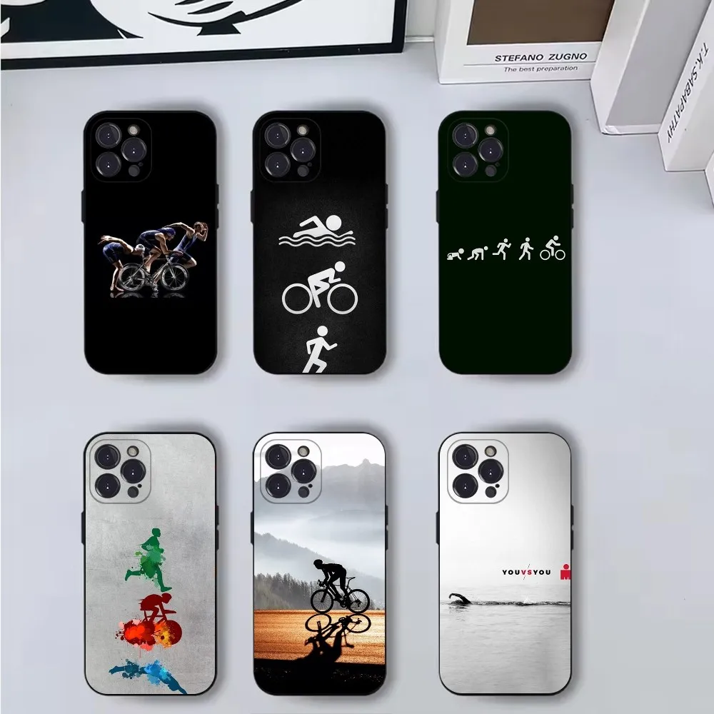Фото Чехол для телефона Triathlon Swim Bike Run Tri Life для iPhone 16,15,14,13,12,11, Pro, X, XS, Max, XR, Plus, мини-мягкий черный чехол №1
