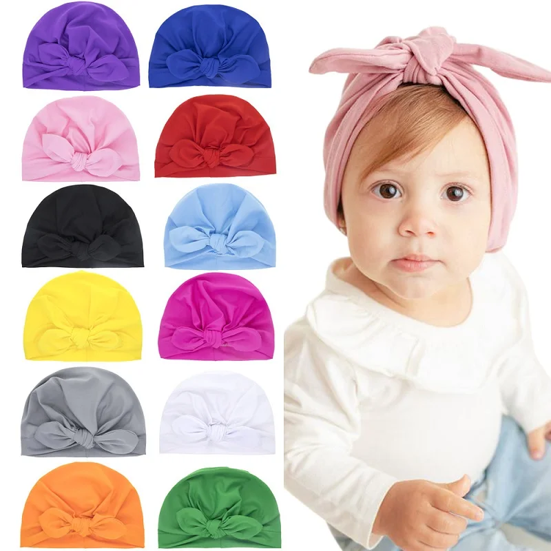 

Cute Fashion Rabbit Ear Knot Warm Indian Hat Baby Turban Turban Headband Girl Children Hairband Accessories Headwear Wholesale